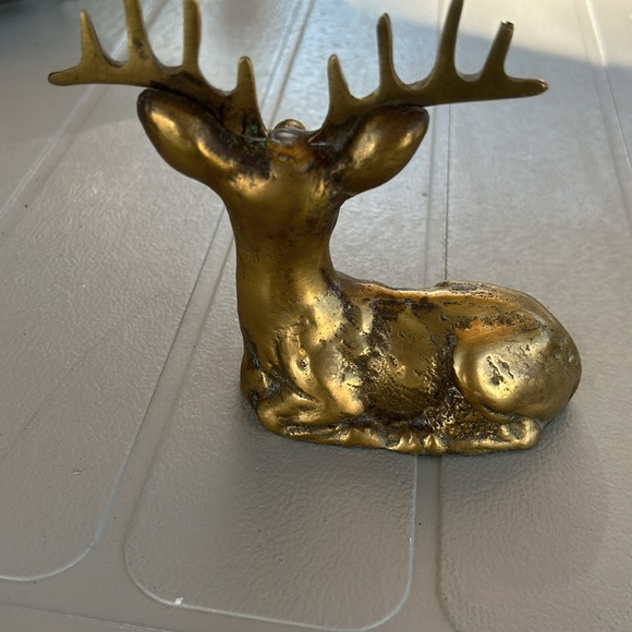 Vintage  Brass Deer Stag Buck Figurine - Picture 4 of 5